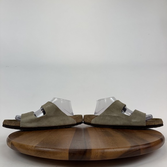 Mens Birkenstock Arizona Soft Footbed Gray Suede Slides Sandals Size EU 44 GUC - Picture 5 of 8